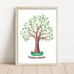 Arbre à empreintes dessin aquarelle mariage anniversaire baptême