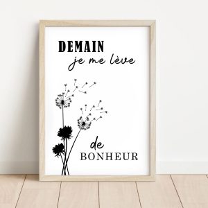 Affiche citation demain je me lève de bonheur