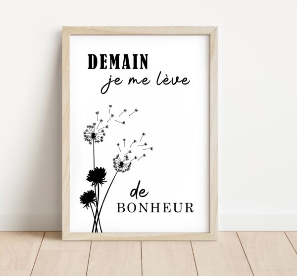 Affiche citation demain je me lève de bonheur