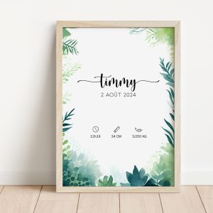 Affiche naissance nature aquarelle