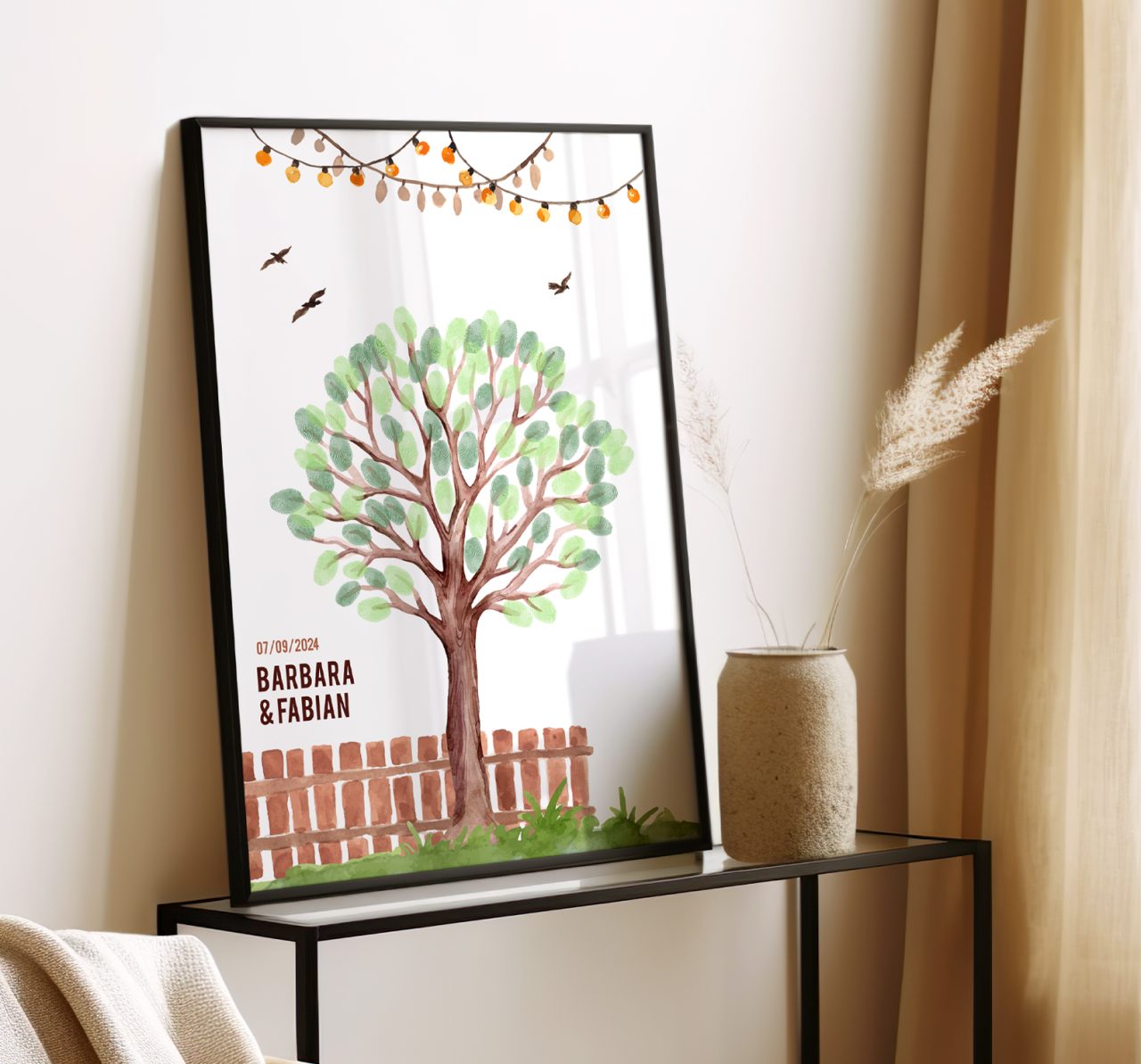 Arbre à Empreintes Digitales Baby Shower - Toile Souvenir Révélation Sexe Garçon Ou Fille