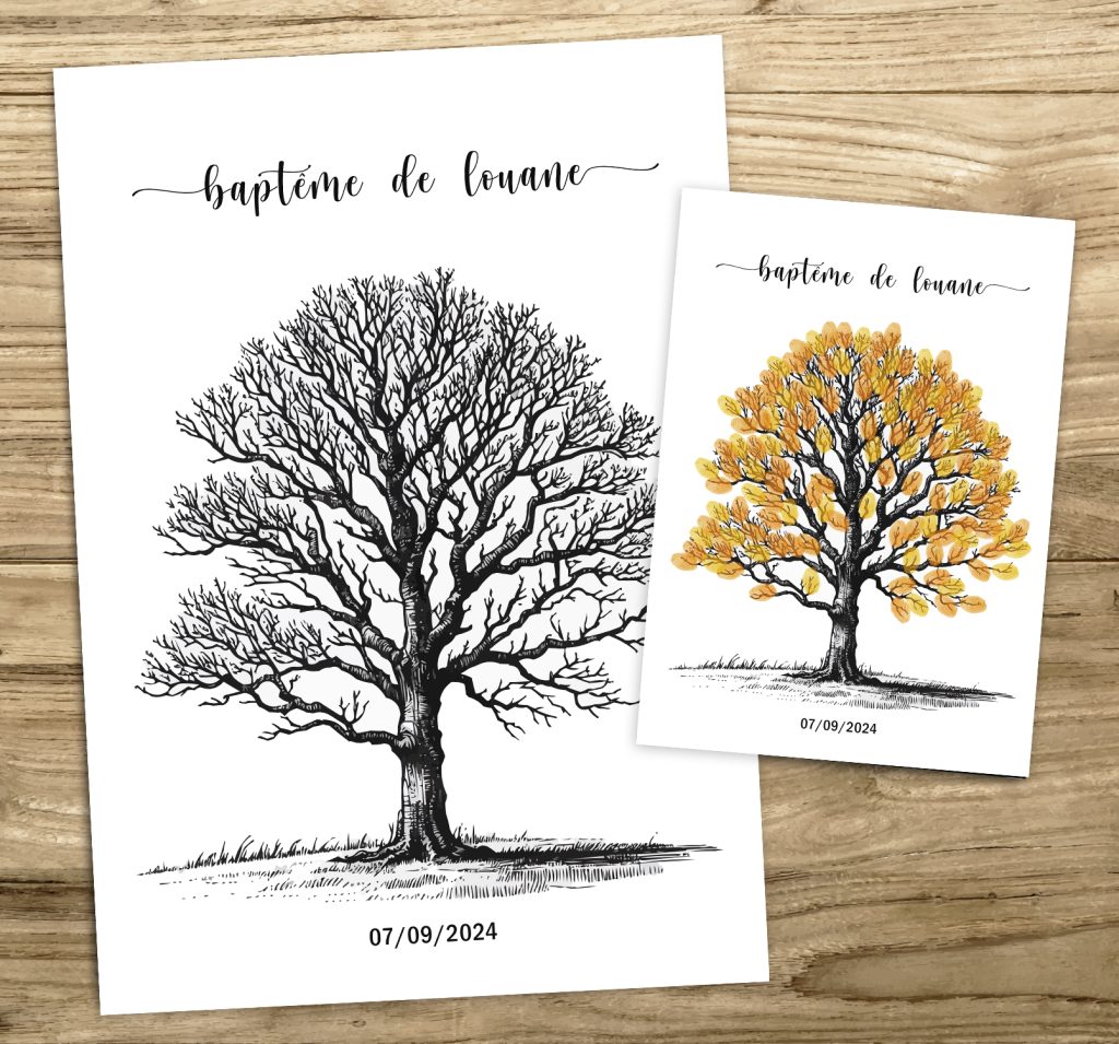 Arbre à empreintes mariage baptême dessin