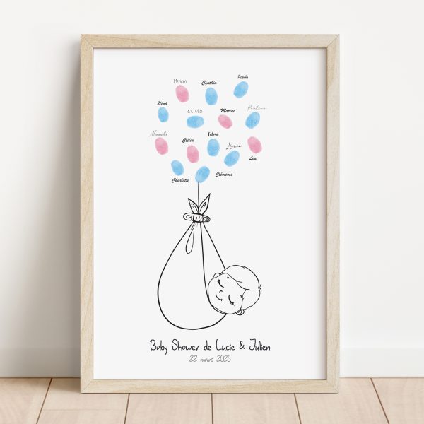 Livre D'Or Empreintes Digitales Baby Shower - Arbre à Empreintes Thème Éléphants | Révélation Sexe | Cadeau Souvenir