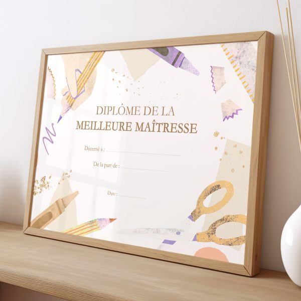 Diplôme de la meilleure maîtresse, Diplôme de la meilleure maîtresse, idée cadeau maîtresse