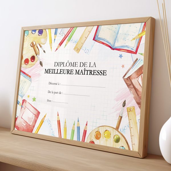 Diplôme de la meilleure maîtresse, idée cadeau maîtresse