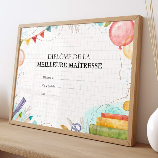 Diplôme de la meilleure maîtresse
