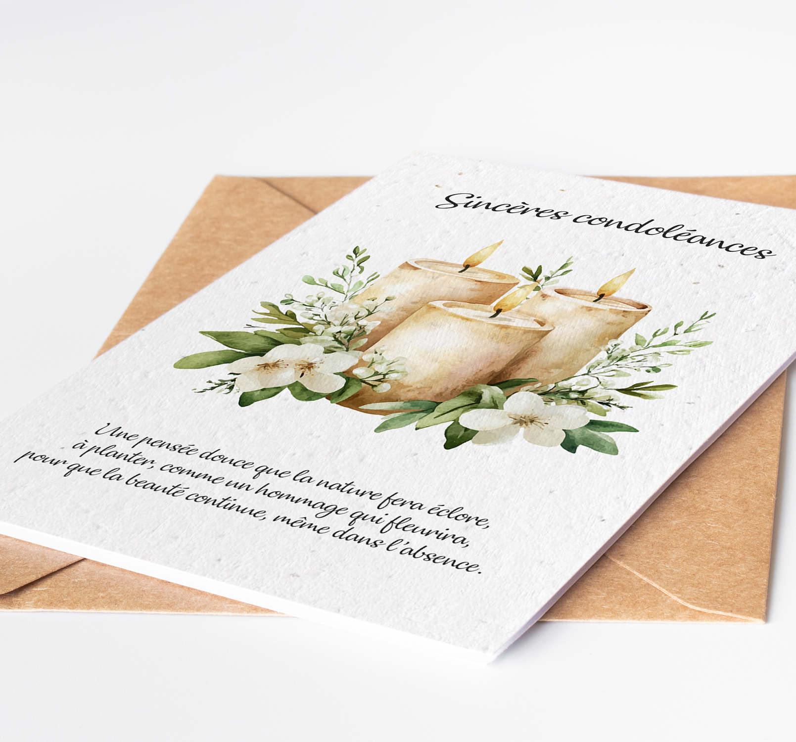 Carte à planter condoléances bougies