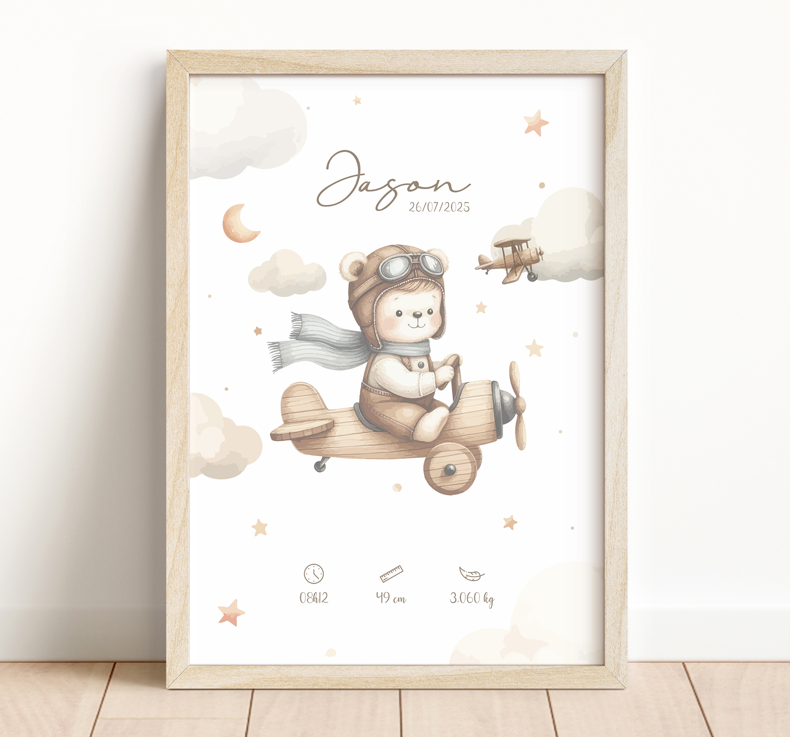 Affiche naissance ourson