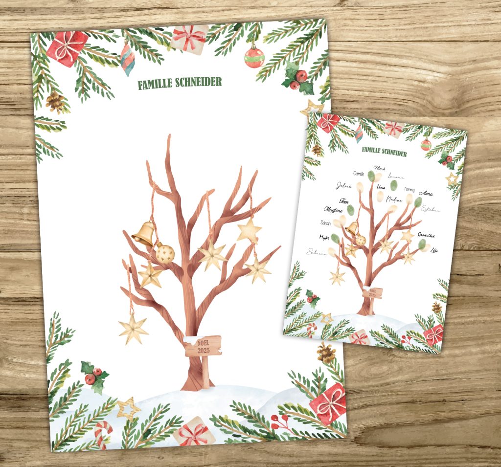Arbre à empreintes de Noël