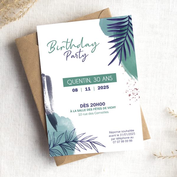 Invitation anniversaire homme