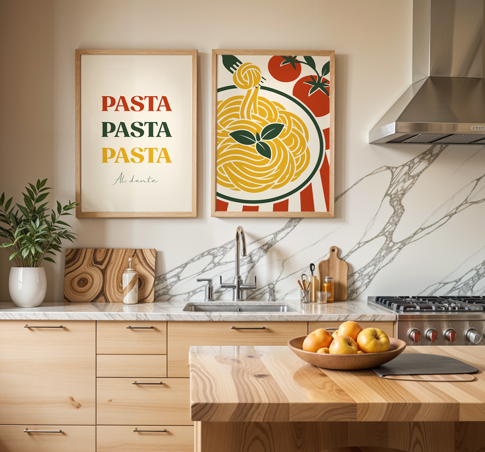Affiches pasta pour cuisine lot de 2 affiches décoratives