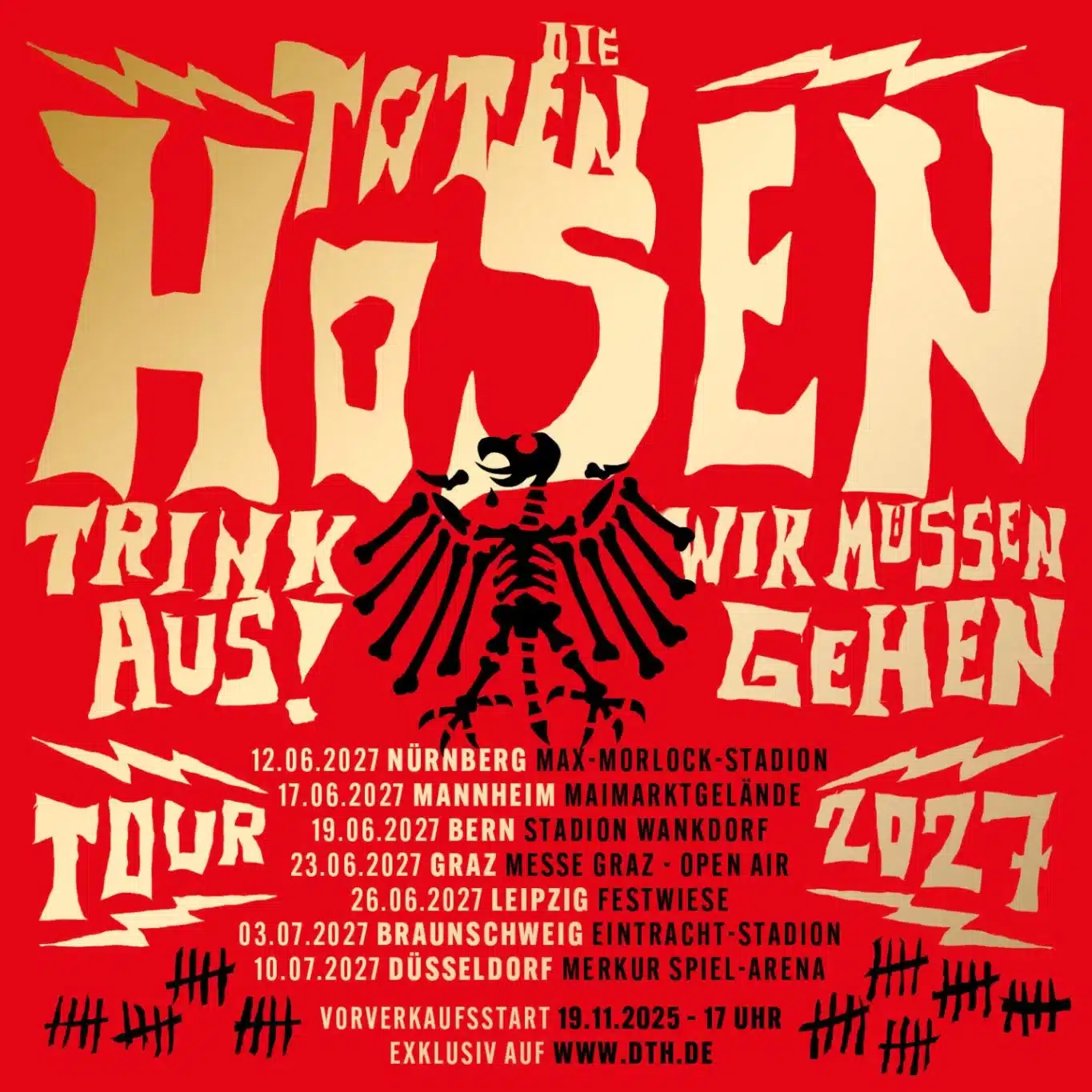 Die Toten Hosen verlängern ihre Trink Aus! Wir Müssen Gehen“-Tour 2027 um weitere Termine