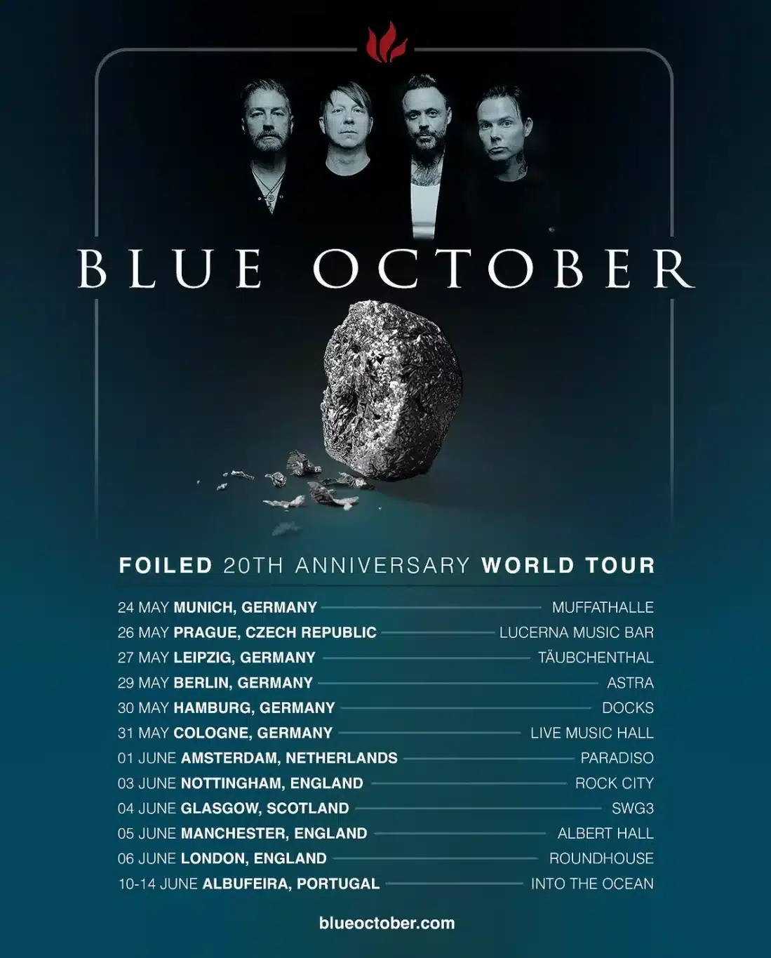 Blue October feiern 20 Jahre „Foiled“ mit großer Jubiläums-Welttournee – mehrere Deutschlandshows bestätigt