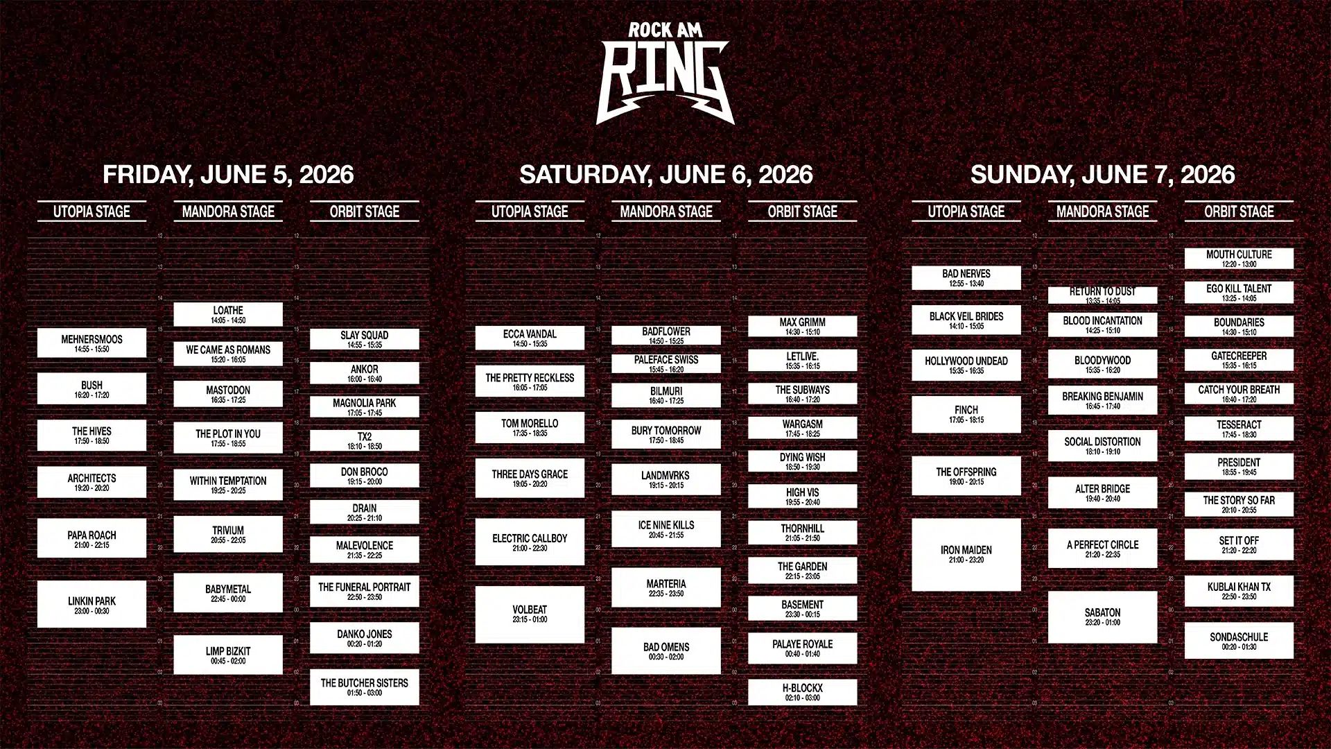 Rock am Ring & Rock im Park veröffentlichen Timetable – goldenes Ticket wird verlost
