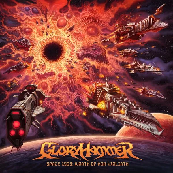 GLORYHAMMER im Scheinwerferlicht beim Konzert – Credit: Tine Blessing