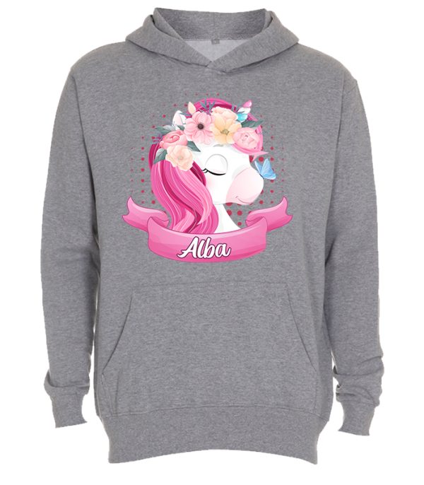 Personlig Hoodie Med Navn Og Enhjørning