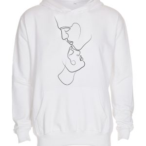 Dig & Mig - Hvid hoodie med stregtegning