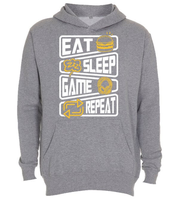 EAT SLEEP GAME REPEAT - Gamer Hoodie