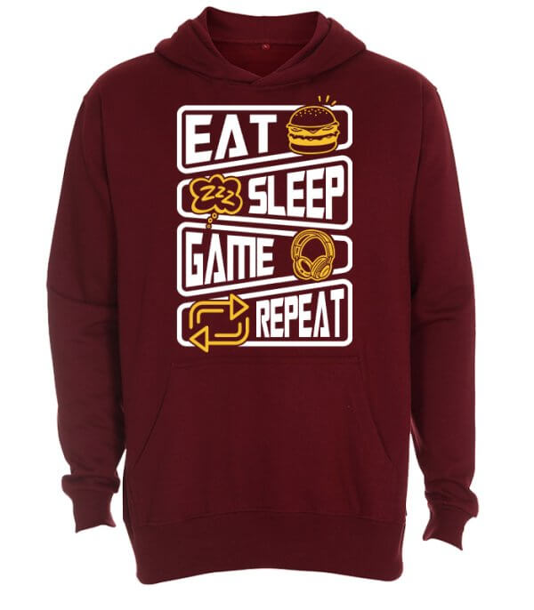 EAT SLEEP GAME REPEAT - Gamer Hoodie