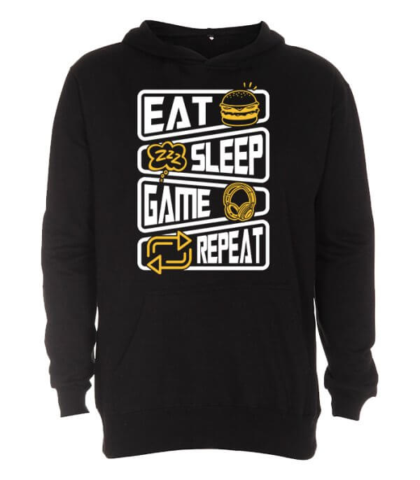 EAT SLEEP GAME REPEAT - Gamer Hoodie