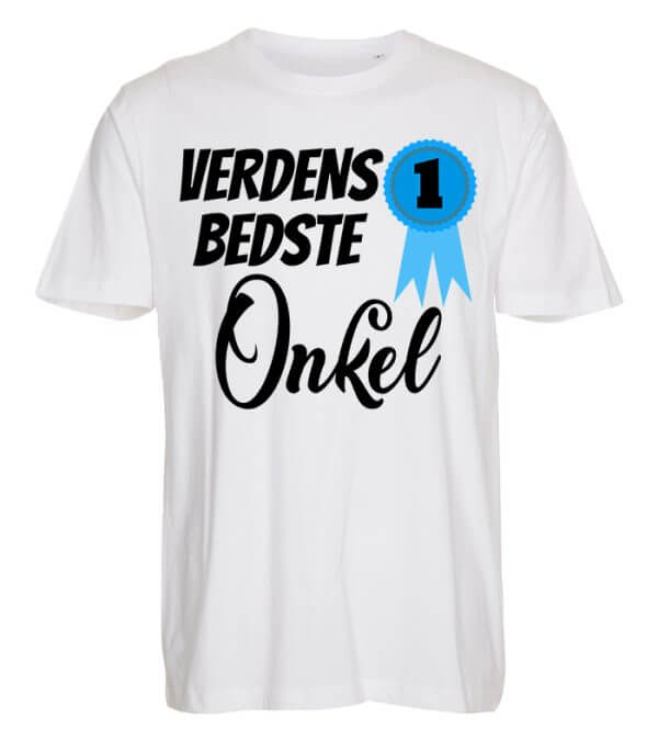 Hvid T-shirt til Verdens bedste onkel (valgfri titel)