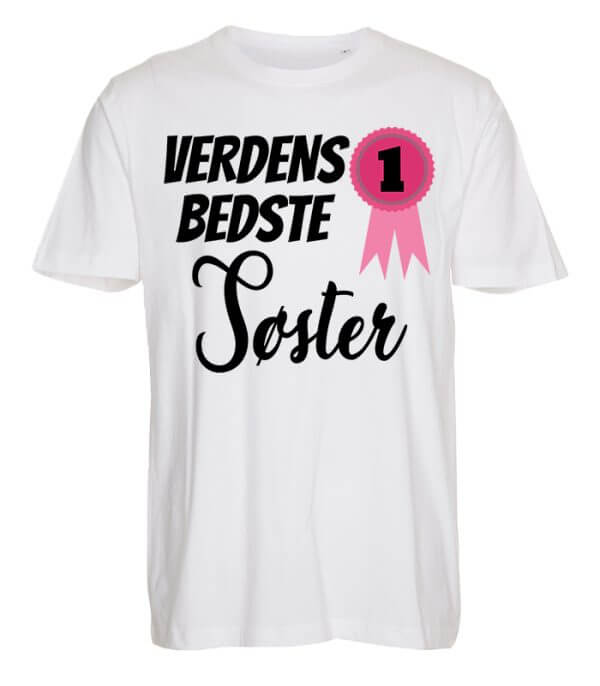Hvid T-shirt til Verdens bedste Søster (eller anden valgfri titel)