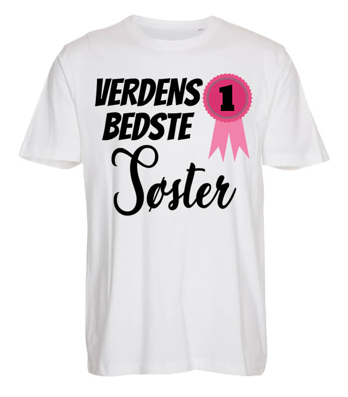 Hvid T-shirt til Verdens bedste kvinde (valgfri titel) - PersonligeGaver.dk