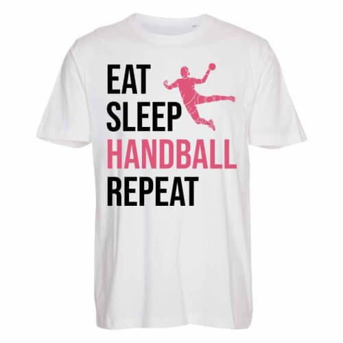 EAT - SLEEP - HANDBALL - REPEAT T-shirt til den kvindelige håndboldspiller.