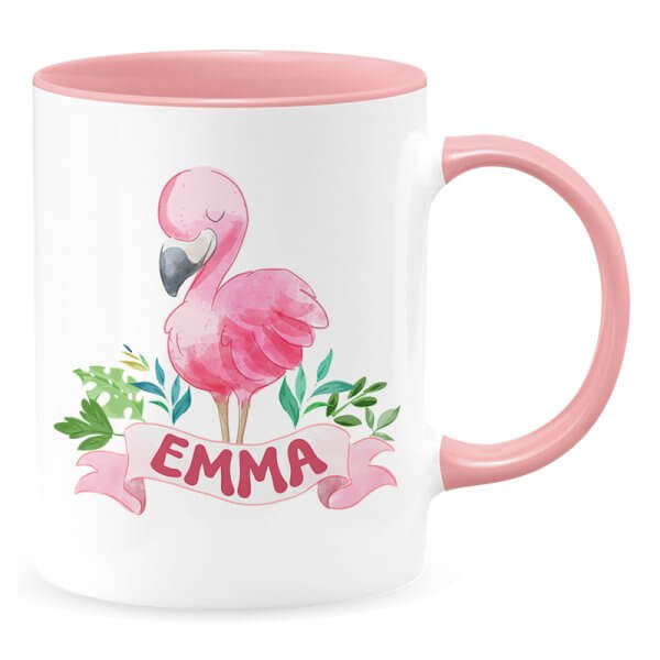 Personligt navnekrus med lille, sovende flamingo