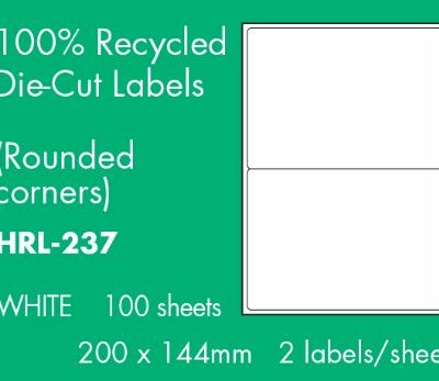 2 To View, recycled A4 White Labels, 200 x 144mm