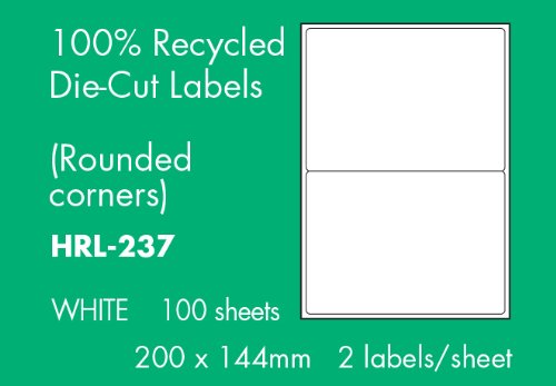 2 To View, recycled A4 White Labels, 200 x 144mm