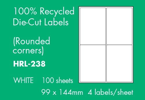 4 to view, recycled A4 labels, 99 x 144mm