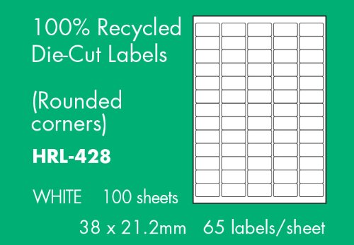 65 to view recycled A4 labels, 38 x 21mm