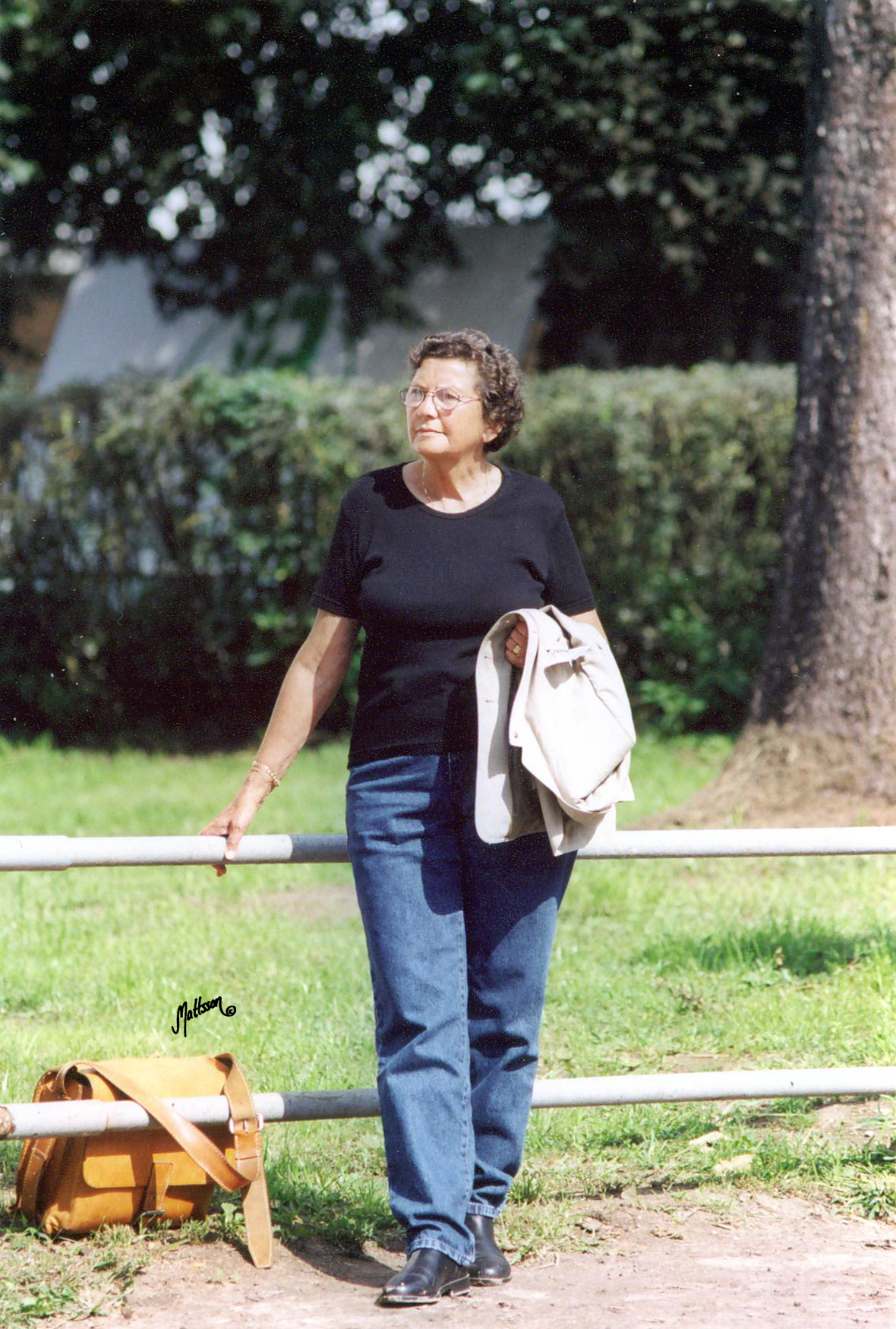 Brita during our trip to Poland in 2000, looking at the Sale horses the day of the auction.