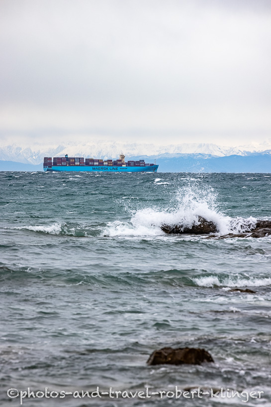 A cargo ship in Istria, Croatia