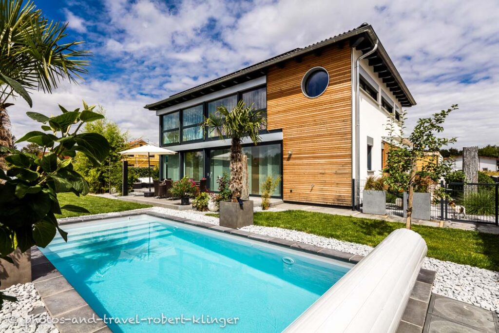 Architecture photo of a house and a swimming pool