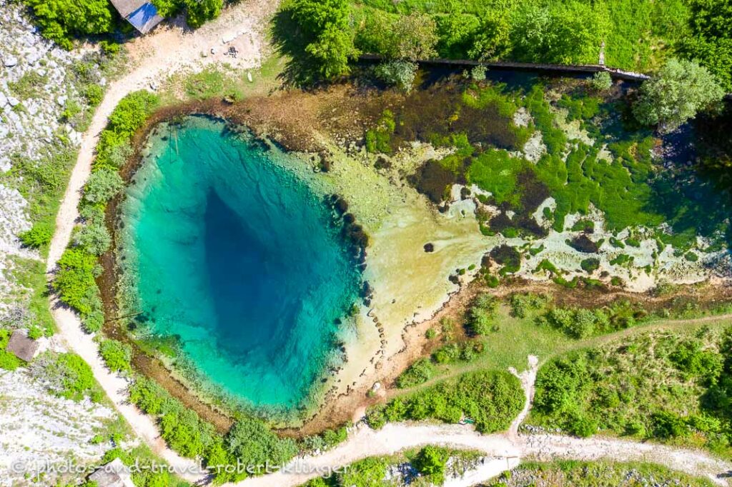 Aerial photo of the Izvor Cetine spring