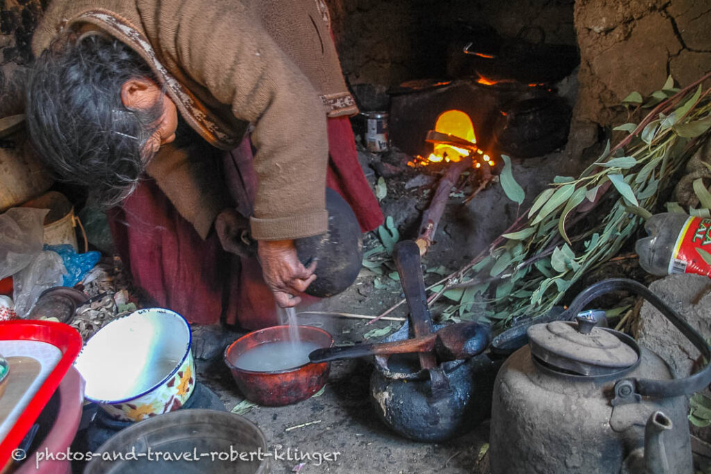 A woman in a kitchen in Bolivia