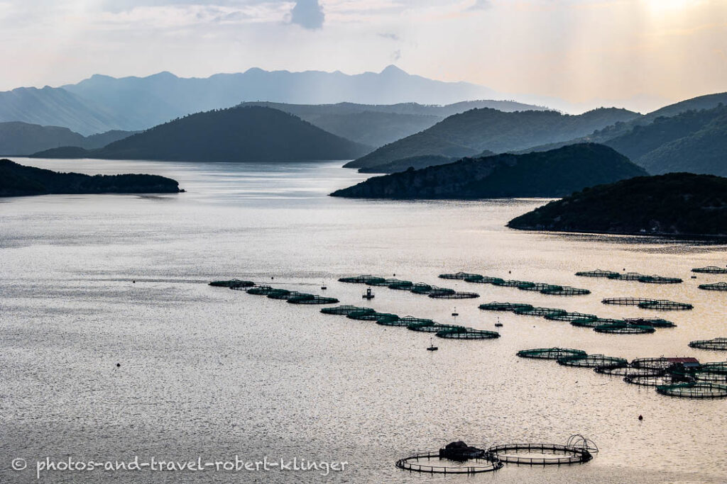 A fish farm on the river of Drin in Albania