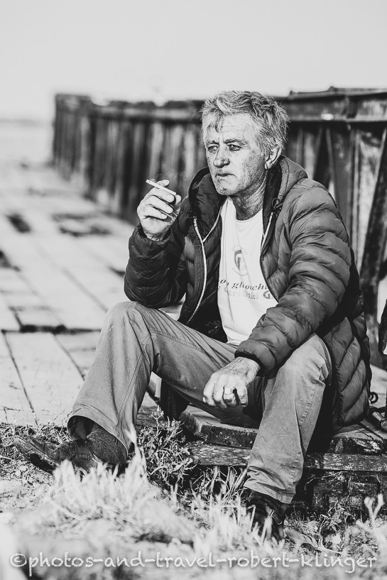 A portrait of a man in Albania, black and white photo