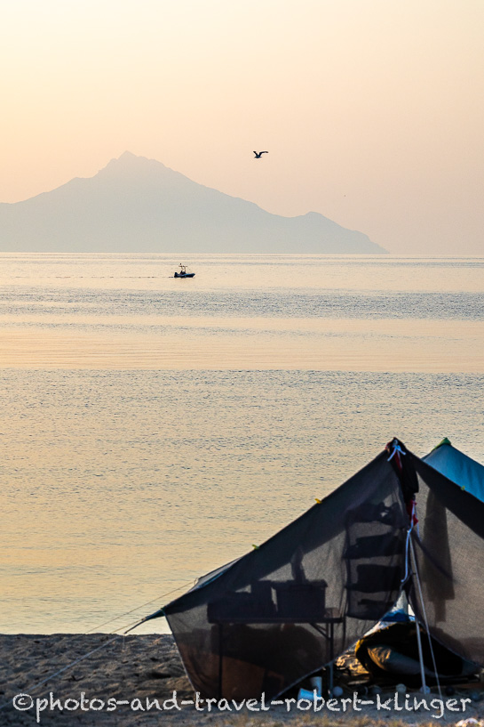 Mount Athos in Greece during sunrise