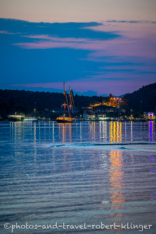 The fishing village of Toroni in Greece during sunset