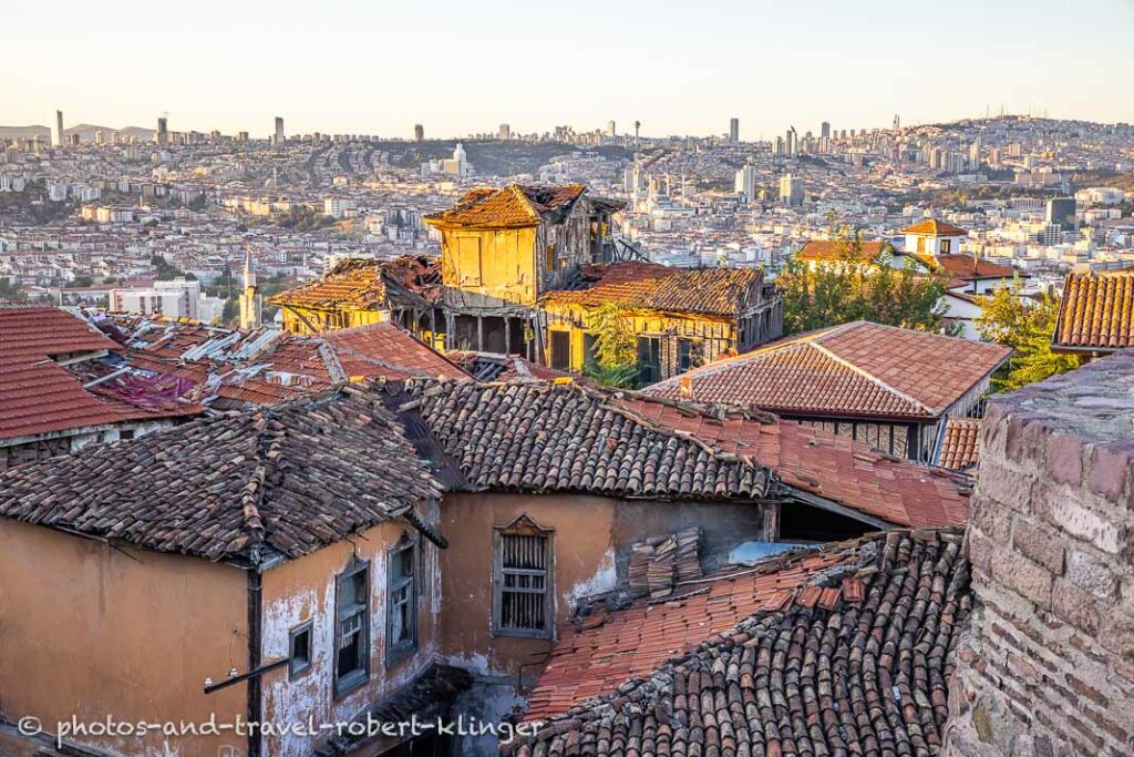 Old run down houses in Ankara, seen from the Citadel