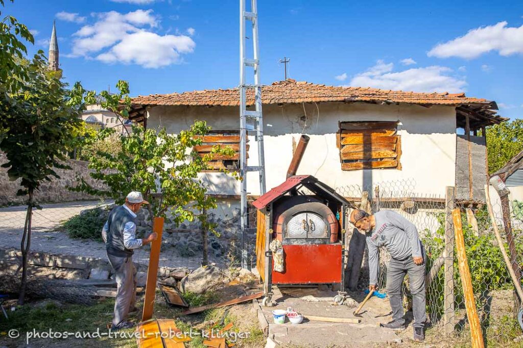Two men working in a garden in Turkey