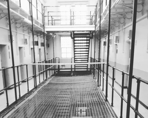 Prison walk way and stairs Prison walk way and stairs