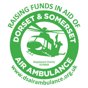 Air Ambulance Donate a green logo with a helicopter