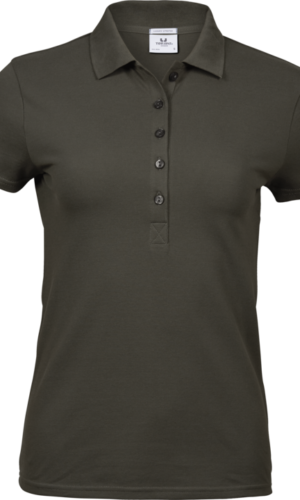 145 Luxury Stretch Polo Women Dark Olive Arbetskläder Vården Arbetskläder Restaurang