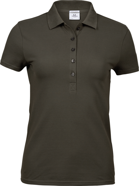 145 Luxury Stretch Polo Women Dark Olive Arbetskläder Vården Arbetskläder Restaurang