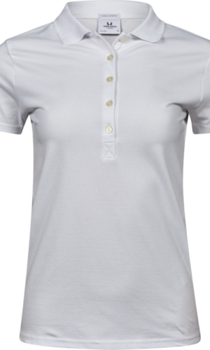 145 Luxury Stretch Polo Women White Arbetskläder Vården Arbetskläder Restaurang