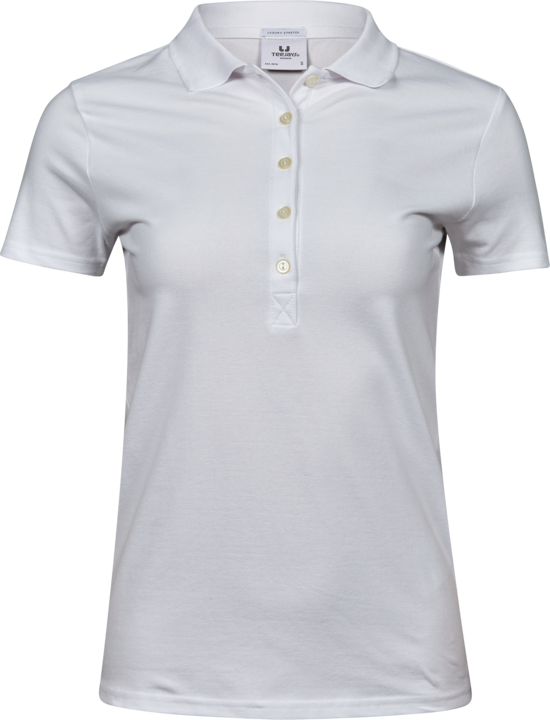 145 Luxury Stretch Polo Women White Arbetskläder Vården Arbetskläder Restaurang